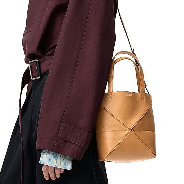 Mini Burgundy Leather Puzzle Tote Bag - VVISN
