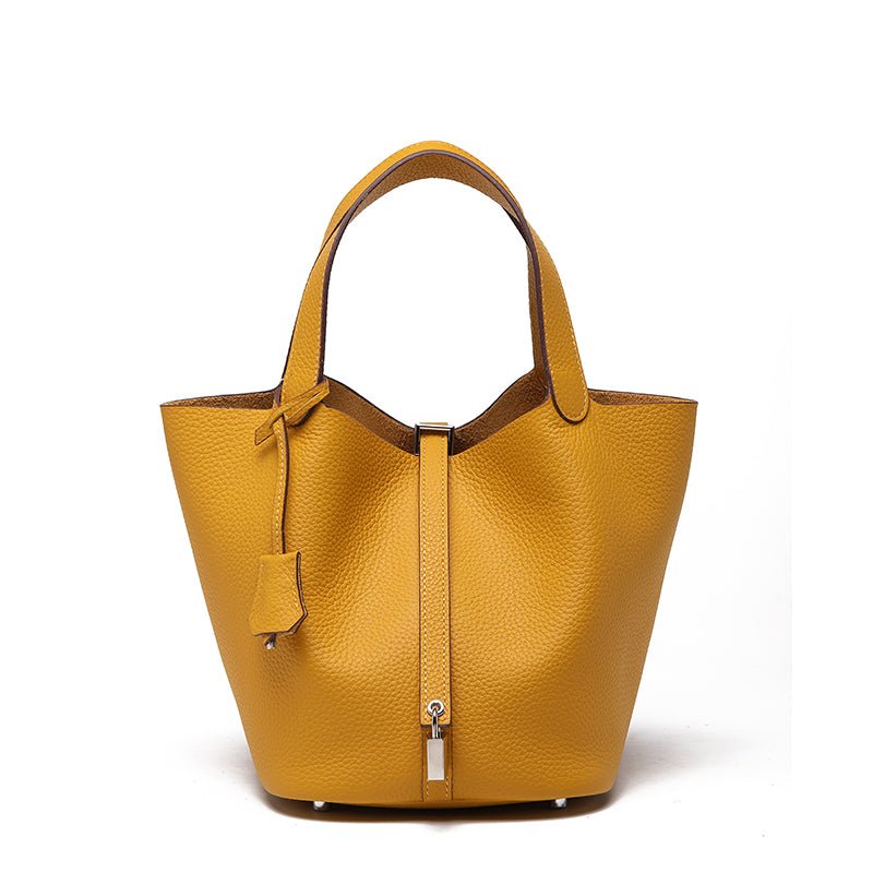 Minimalist Full Grain Leather Bucket Bag - VVISN