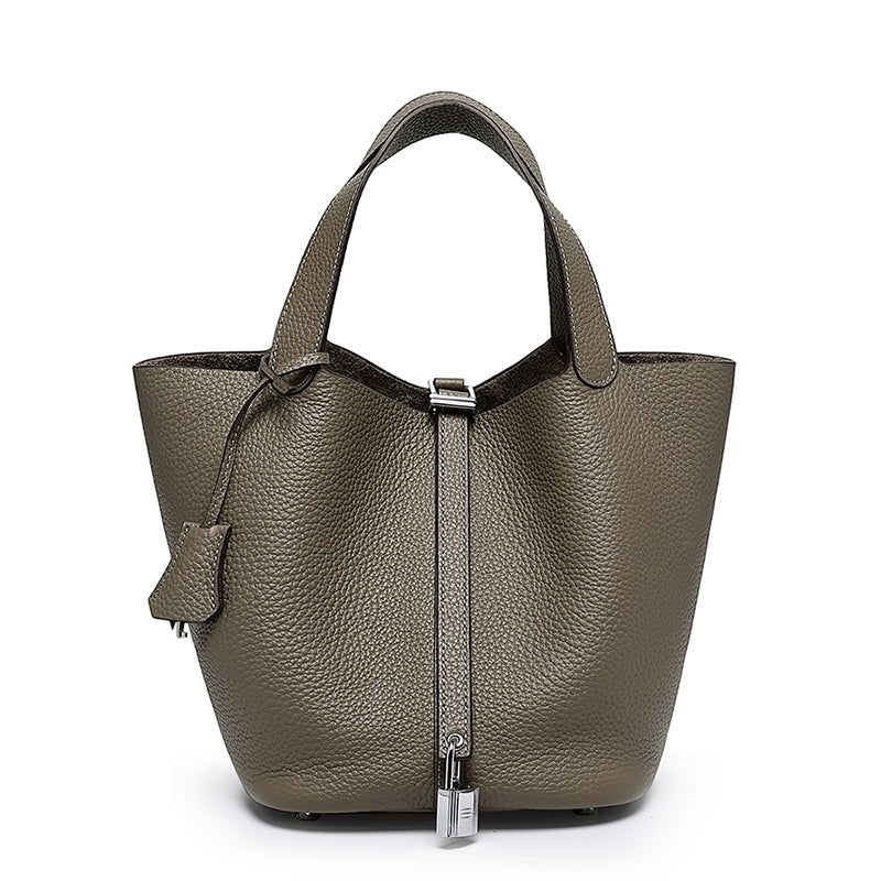 Minimalist Full Grain Leather Bucket Bag - VVISN
