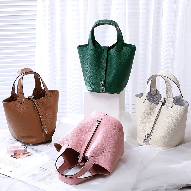 Minimalist Full Grain Leather Bucket Bag - VVISN