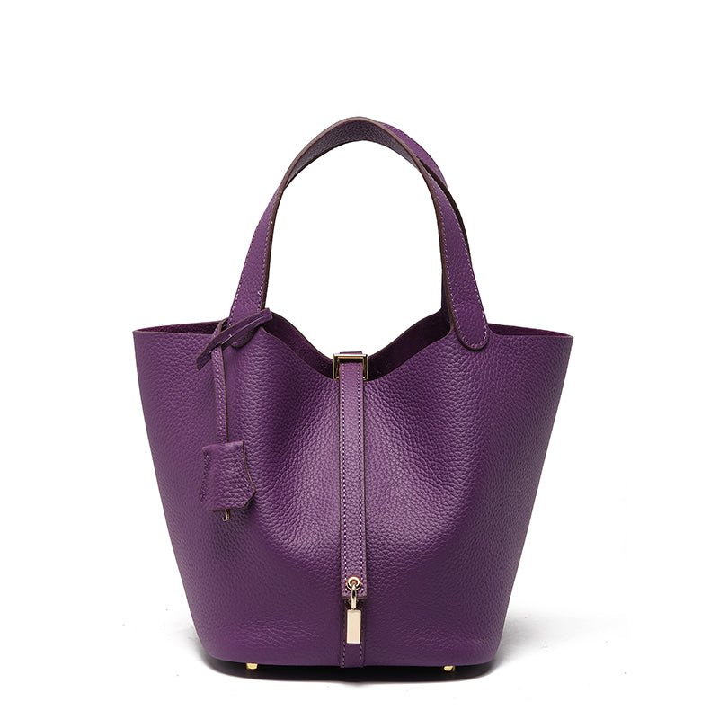 Minimalist Full Grain Leather Bucket Bag - VVISN