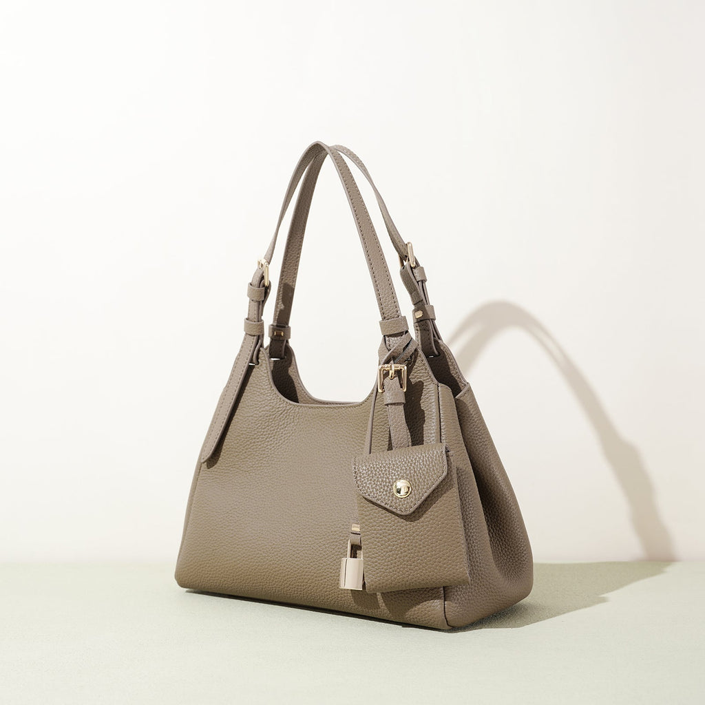 Minimalist Leather Crescent Shoulder Bag - VVISN