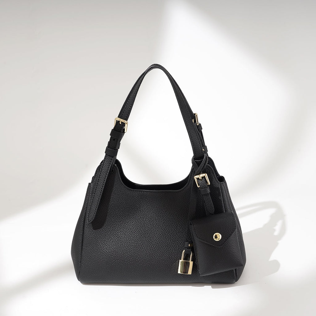 Minimalist Leather Crescent Shoulder Bag - VVISN