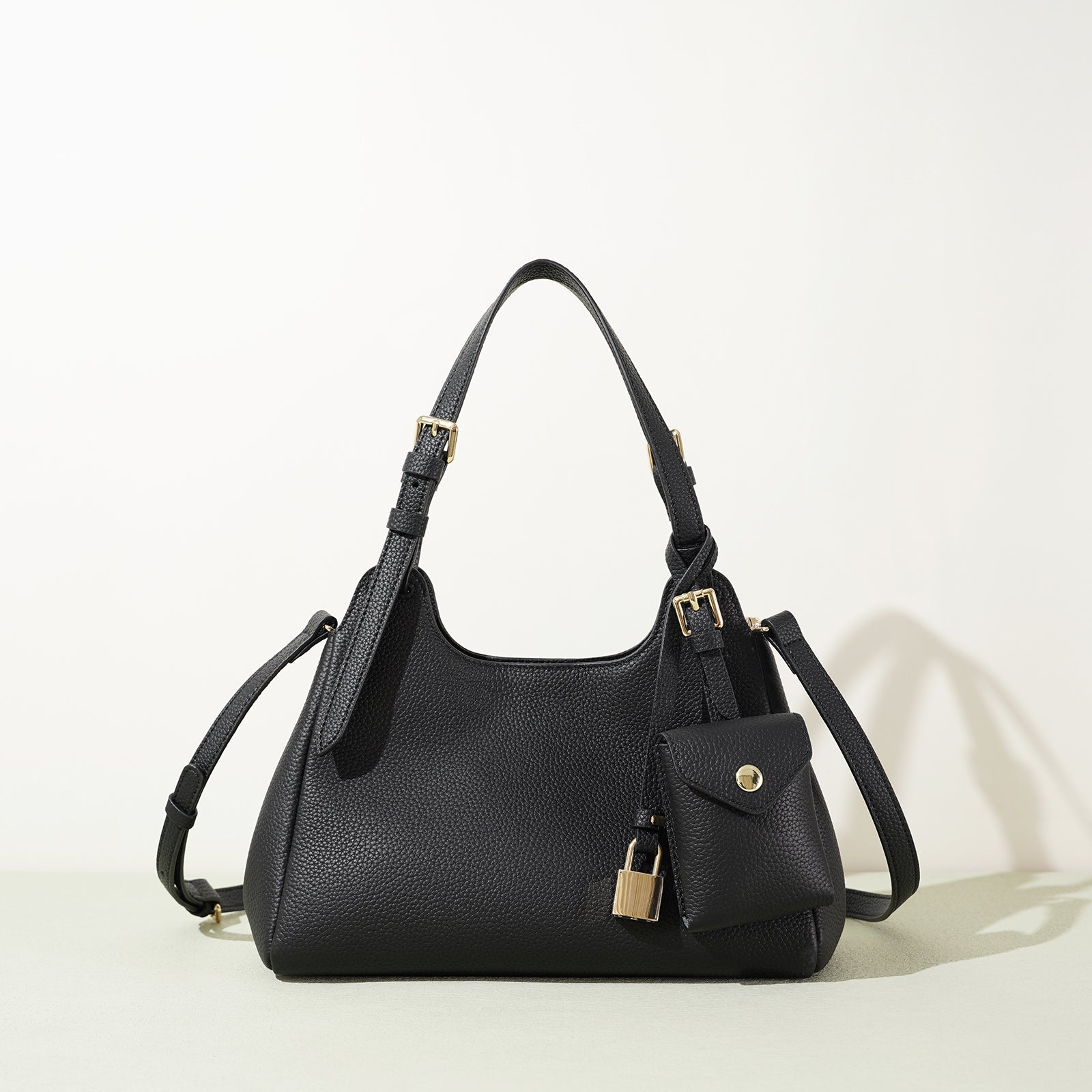 Minimalist Leather Crescent Shoulder Bag - VVISN