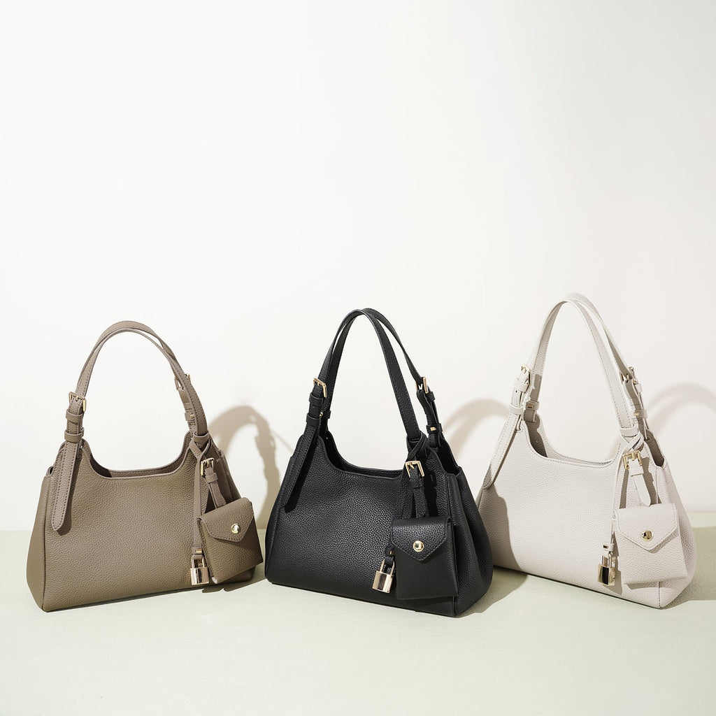 Minimalist Leather Crescent Shoulder Bag - VVISN