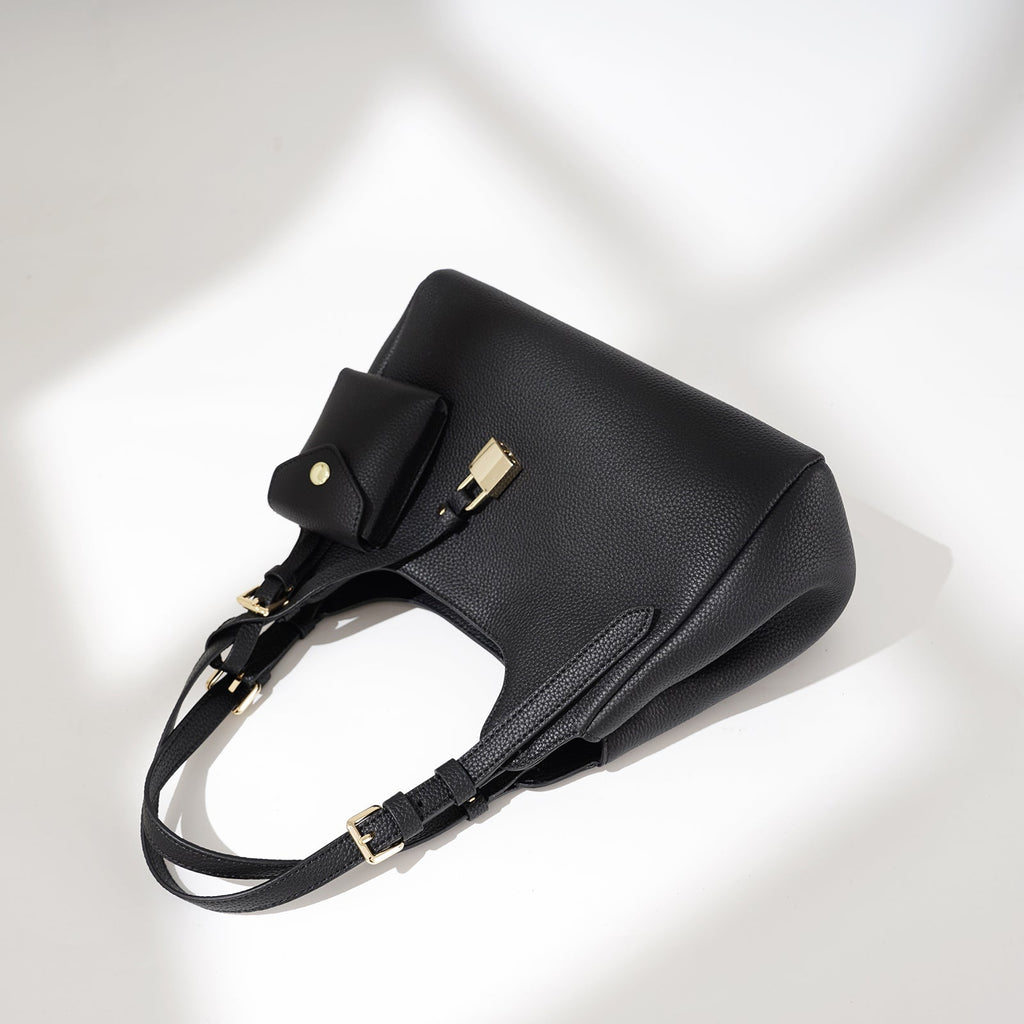 Minimalist Leather Crescent Shoulder Bag - VVISN