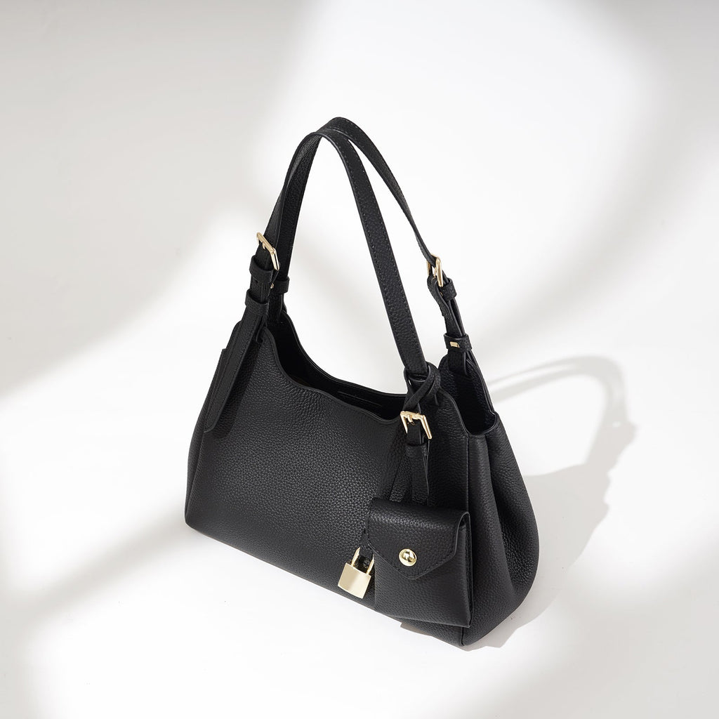Minimalist Leather Crescent Shoulder Bag - VVISN