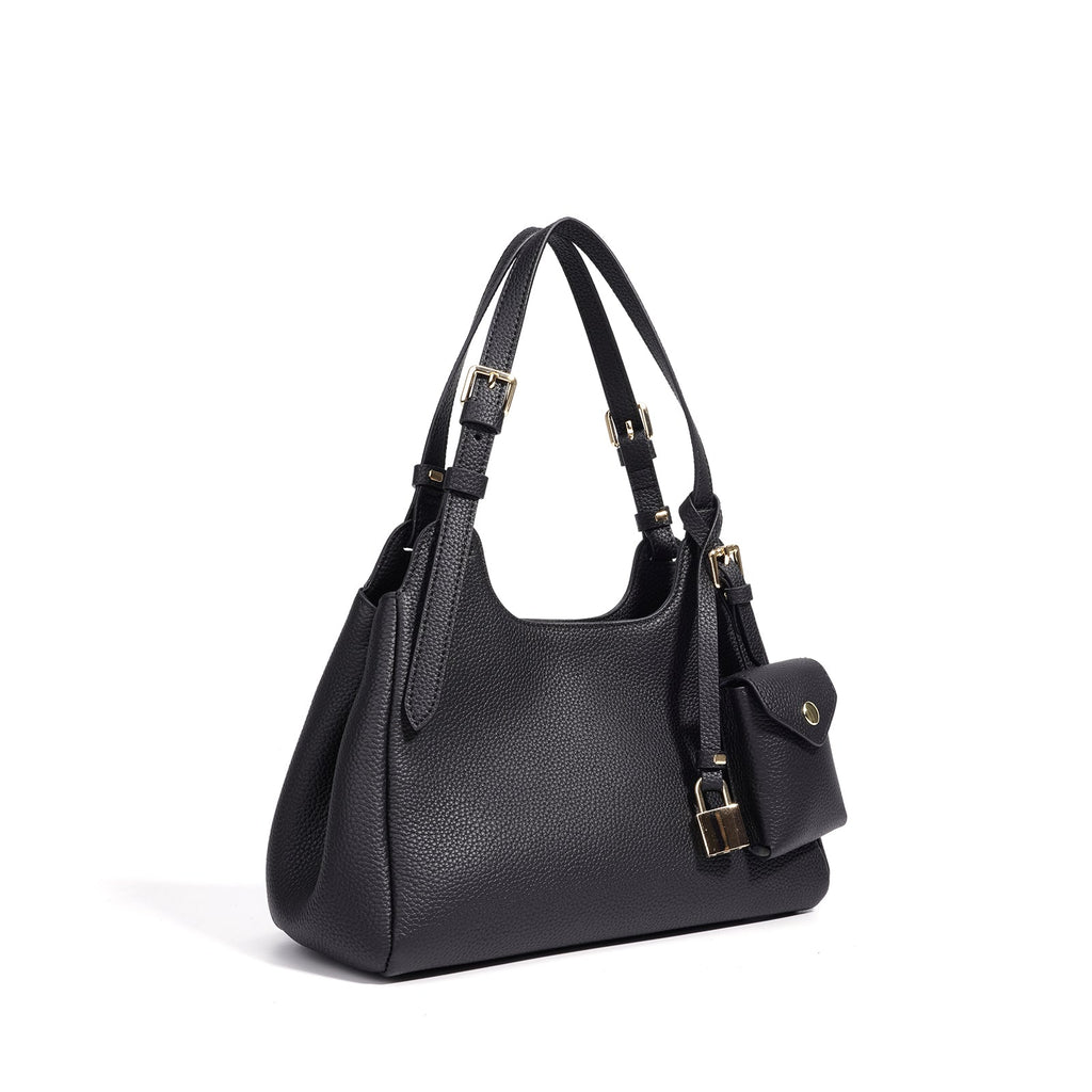 Minimalist Leather Crescent Shoulder Bag - VVISN