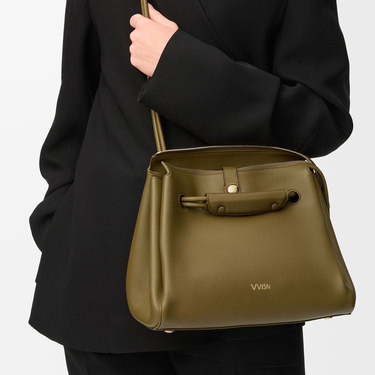 Olive Supple Calfskin Madrid Trapeze Bag - VVISN