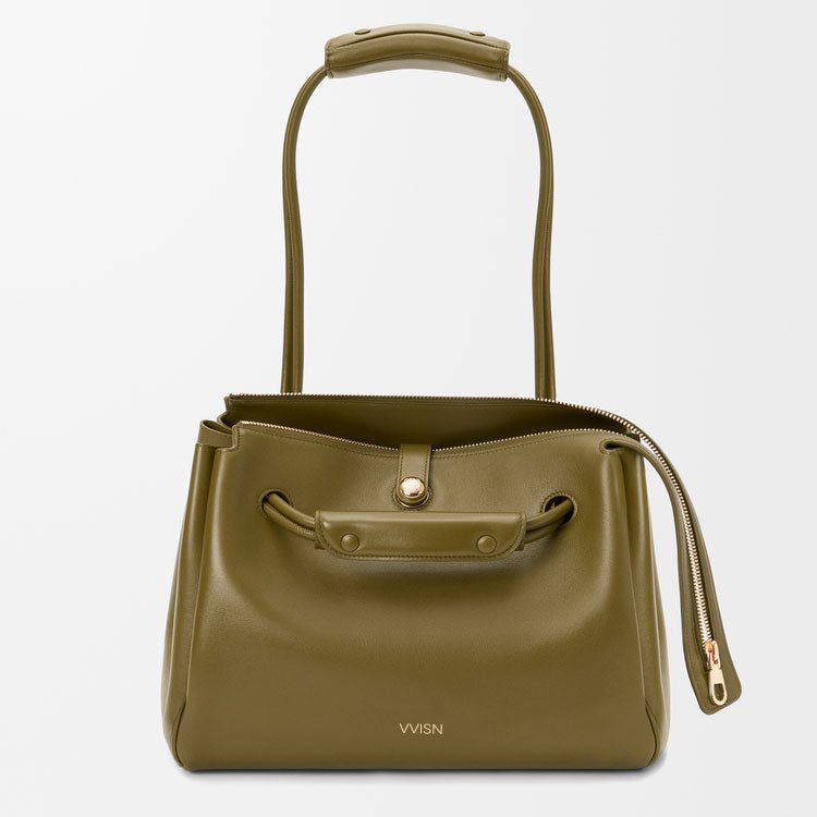 Olive Supple Calfskin Madrid Trapeze Bag - VVISN
