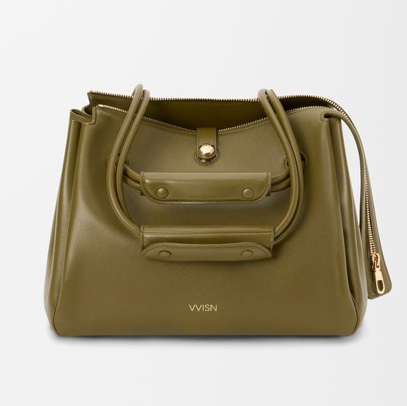 Olive Supple Calfskin Madrid Trapeze Bag - VVISN