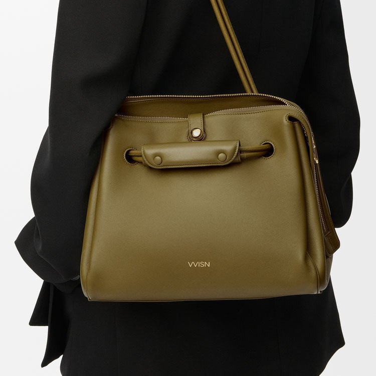 Olive Supple Calfskin Madrid Trapeze Bag - VVISN