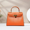 Orange Palm Grain Leather Bamboo Tote - VVISN