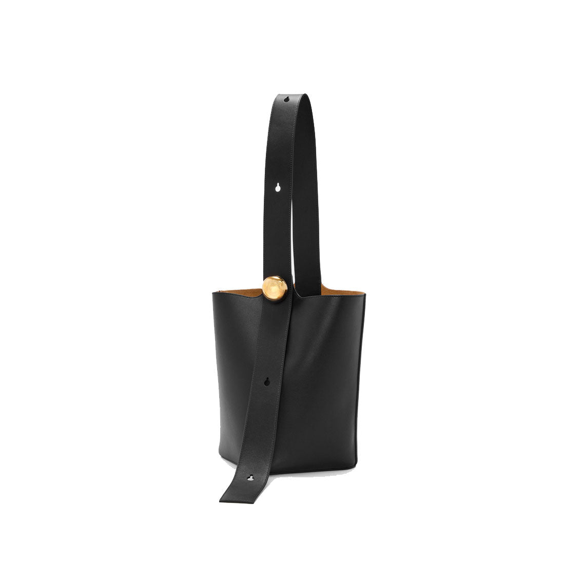 Pebble Leather Bucket Bag in Black - VVISN