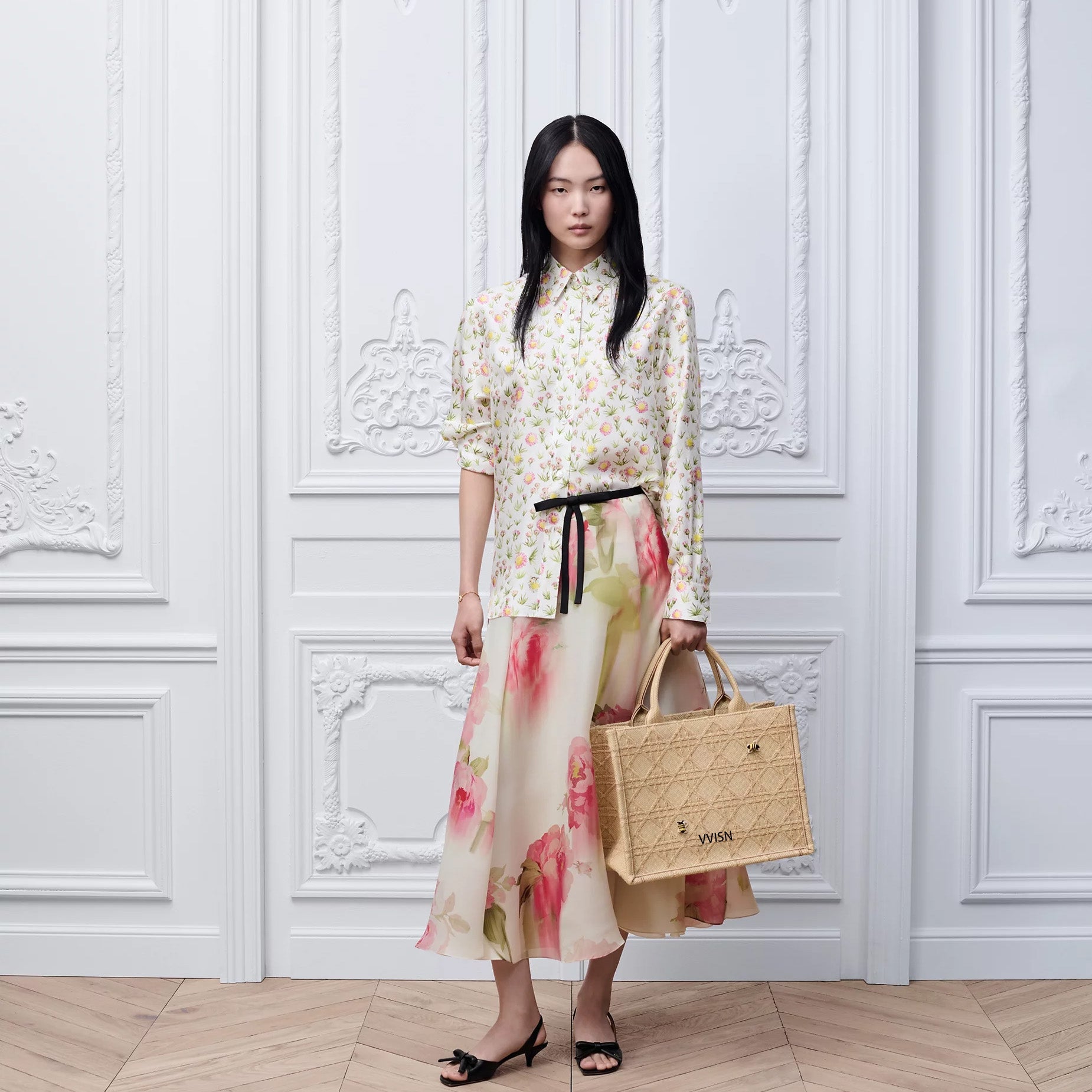 Raffia Effect Cannage Motif Tote Bag - VVISN