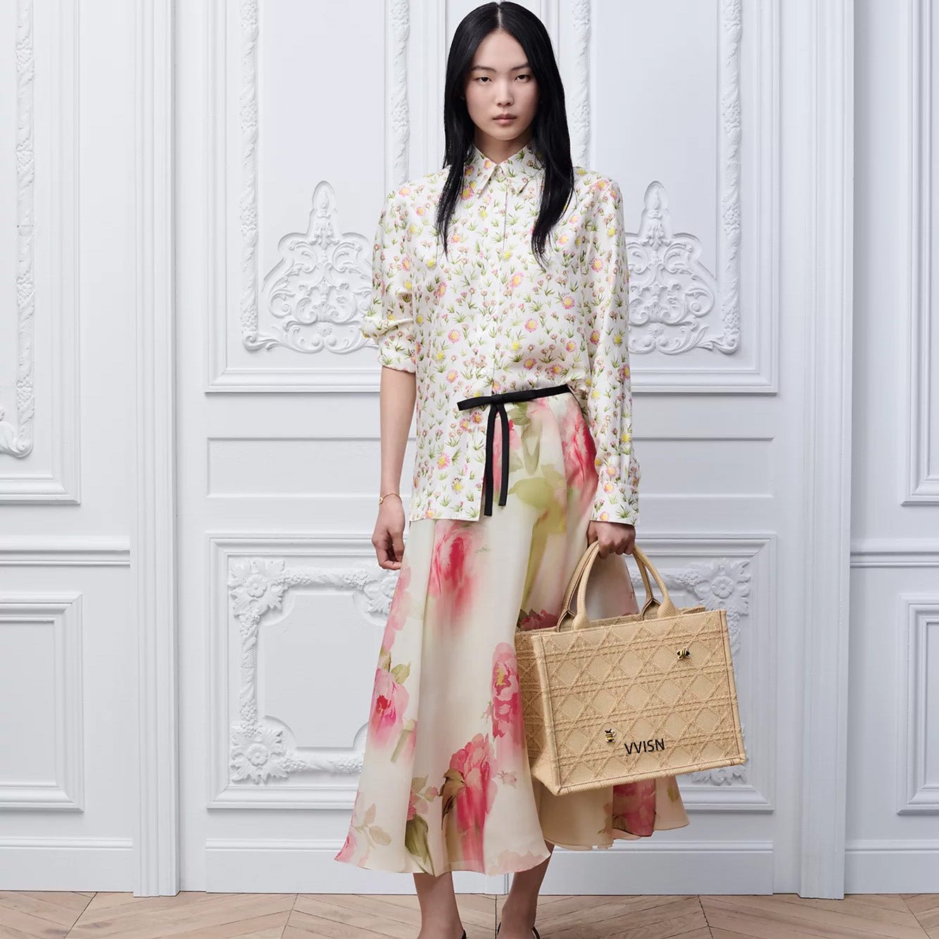 Raffia Effect Cannage Motif Tote Bag - VVISN