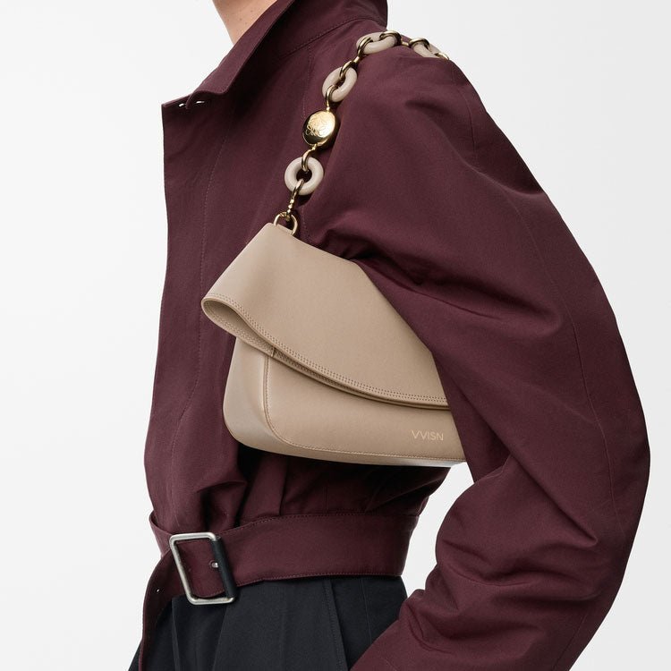 Sand Smooth Calfskin Ola Shoulder Bag - VVISN