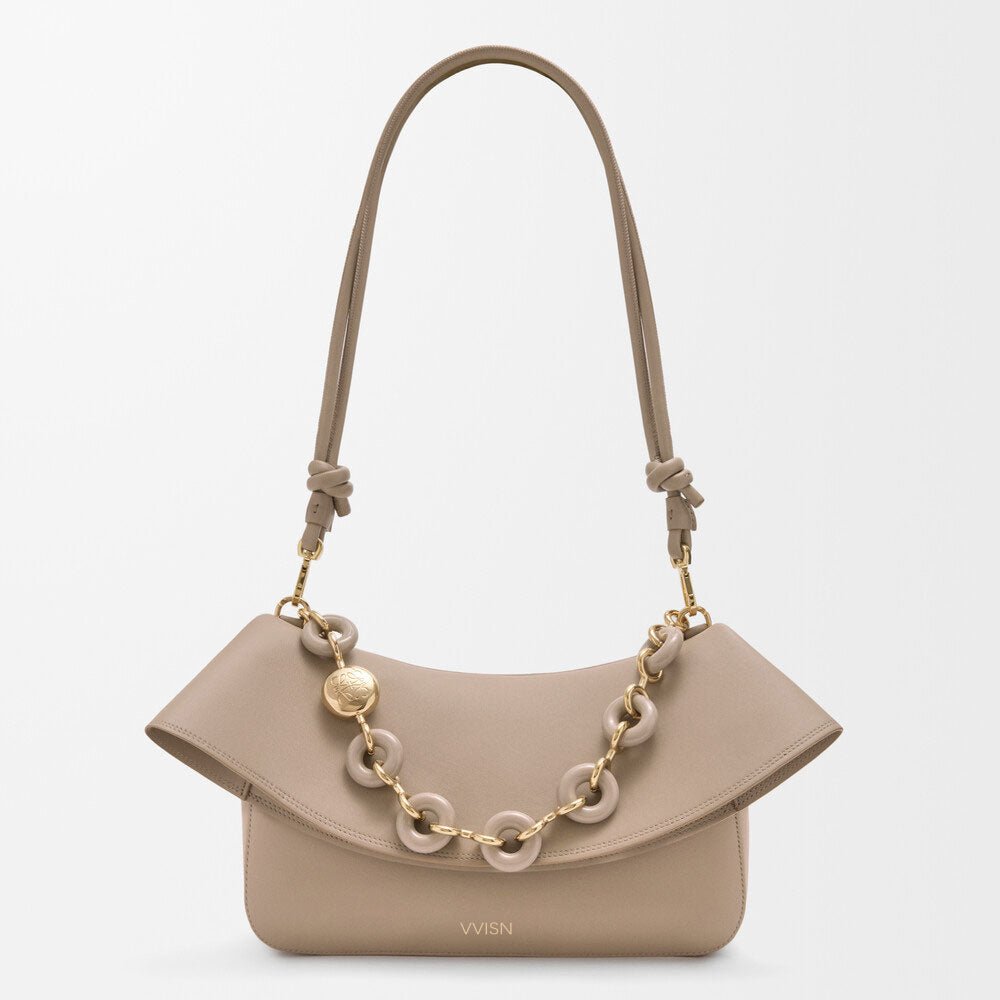 Sand Smooth Calfskin Ola Shoulder Bag - VVISN