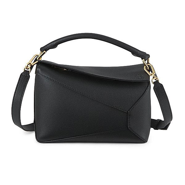 Small Black Grained Leather Puzzle Edge - VVISN