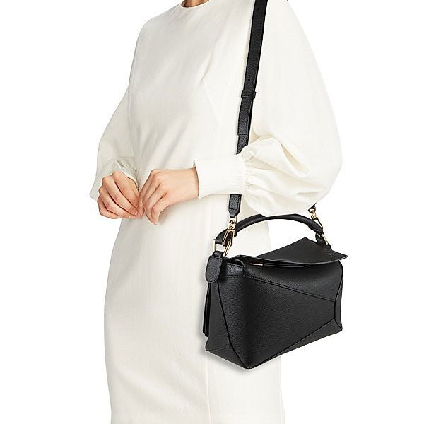 Small Black Grained Leather Puzzle Edge - VVISN