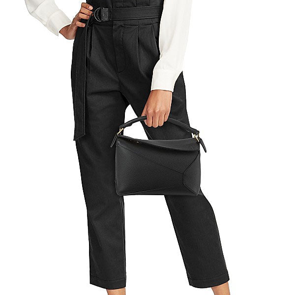 Small Black Grained Leather Puzzle Edge - VVISN