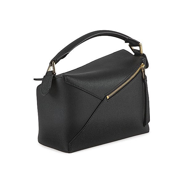 Small Black Grained Leather Puzzle Edge - VVISN