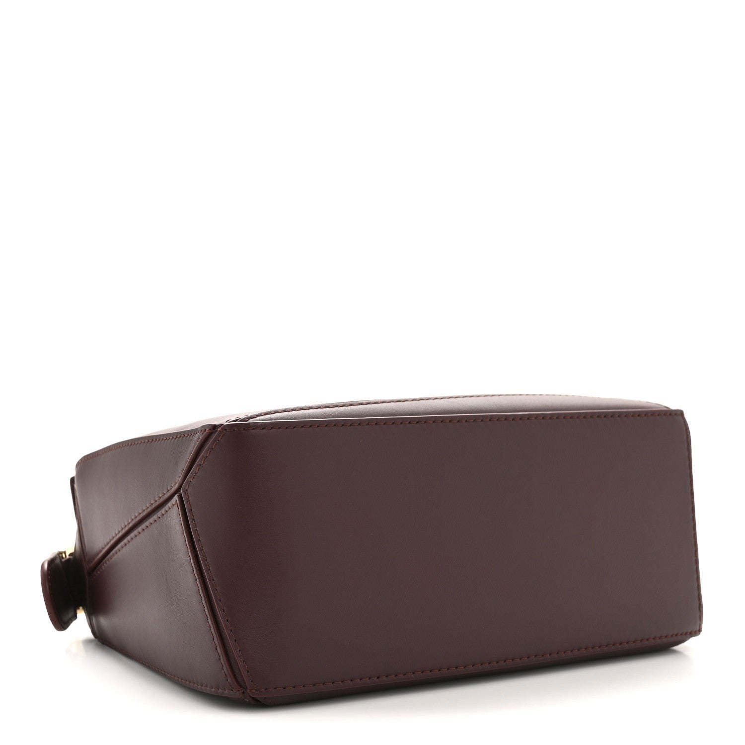 Small Puzzle Bag in Dark Burgundy Smooth Calf with Woven Nappa Handle - VVISN