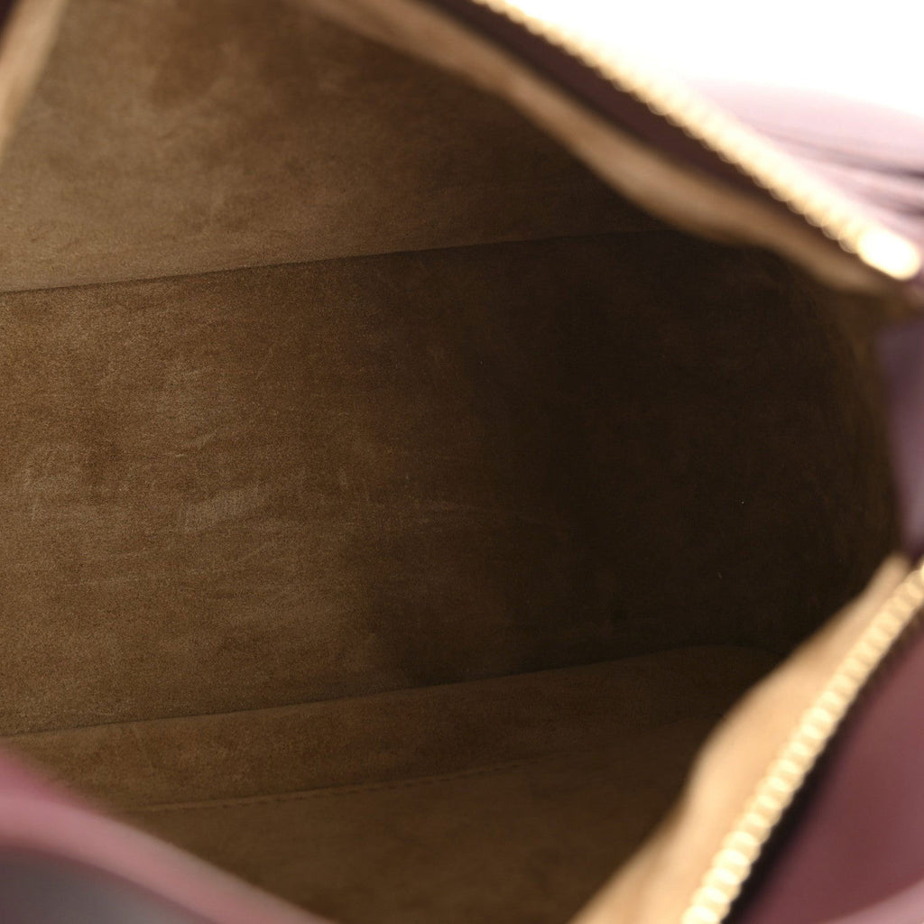 Small Puzzle Bag in Dark Burgundy Smooth Calf with Woven Nappa Handle - VVISN