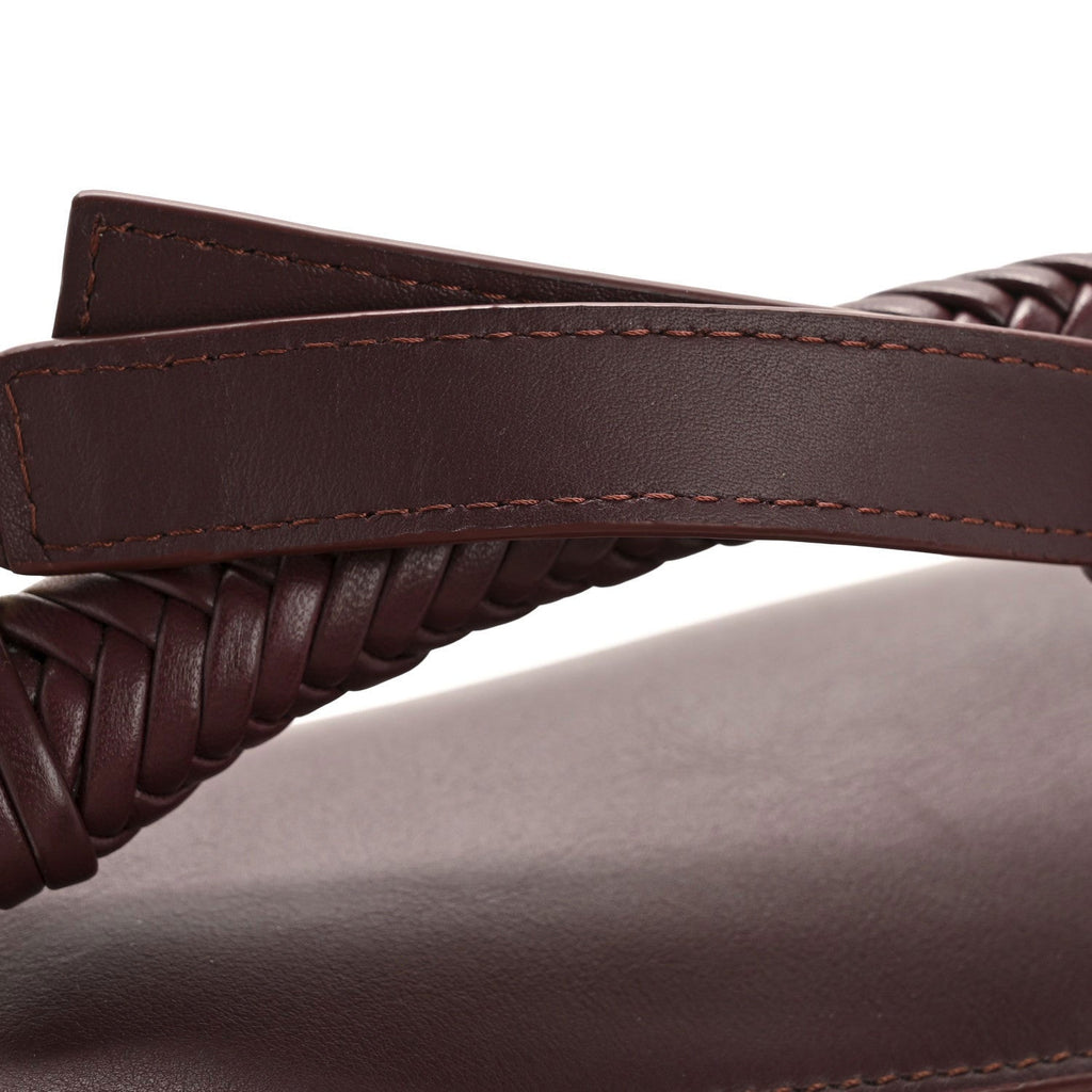 Small Puzzle Bag in Dark Burgundy Smooth Calf with Woven Nappa Handle - VVISN