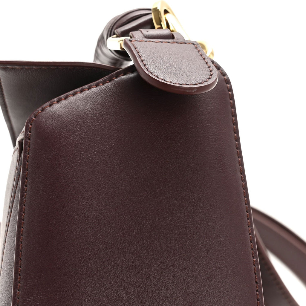Small Puzzle Bag in Dark Burgundy Smooth Calf with Woven Nappa Handle - VVISN