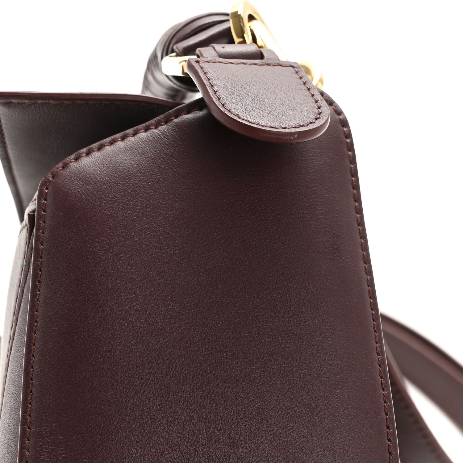 Small Puzzle Bag in Dark Burgundy Smooth Calf with Woven Nappa Handle - VVISN