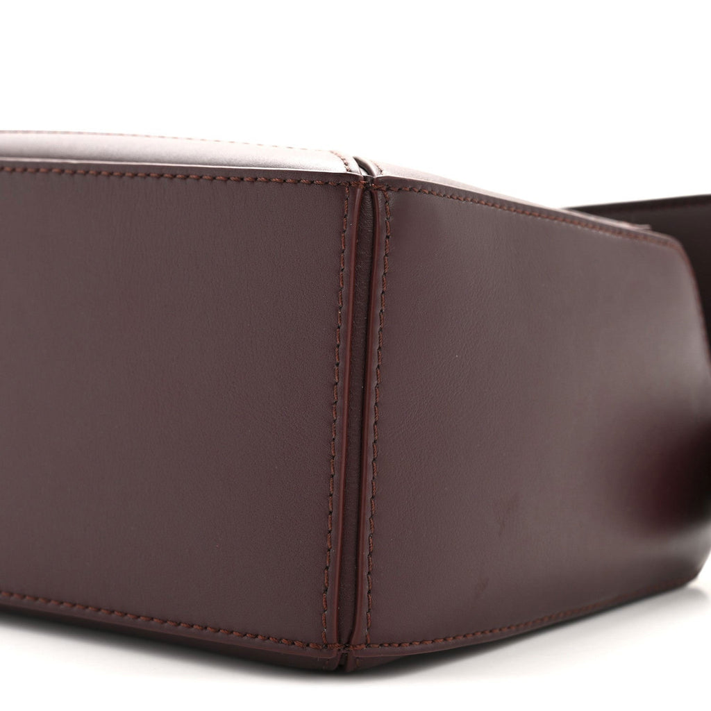 Small Puzzle Bag in Dark Burgundy Smooth Calf with Woven Nappa Handle - VVISN