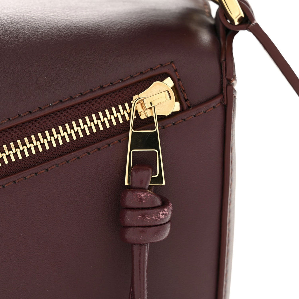 Small Puzzle Bag in Dark Burgundy Smooth Calf with Woven Nappa Handle - VVISN