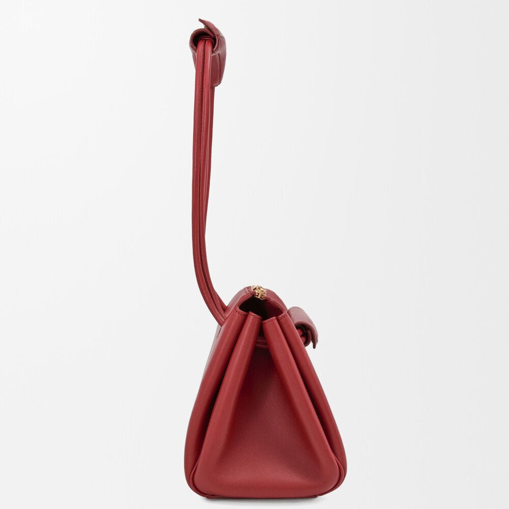 Small Supple Calfskin Trapeze Bag Burnt Red - VVISN