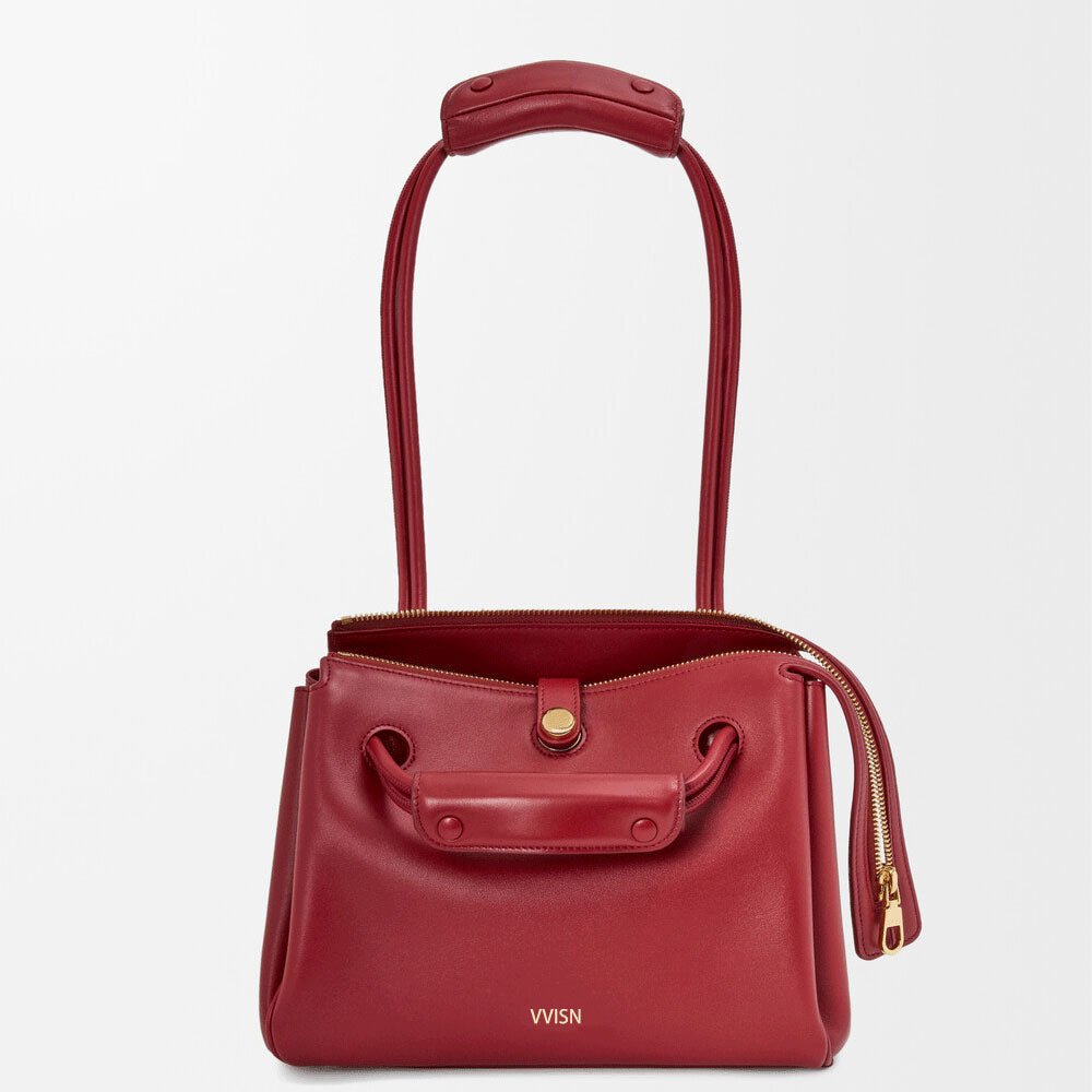 Small Supple Calfskin Trapeze Bag Burnt Red - VVISN