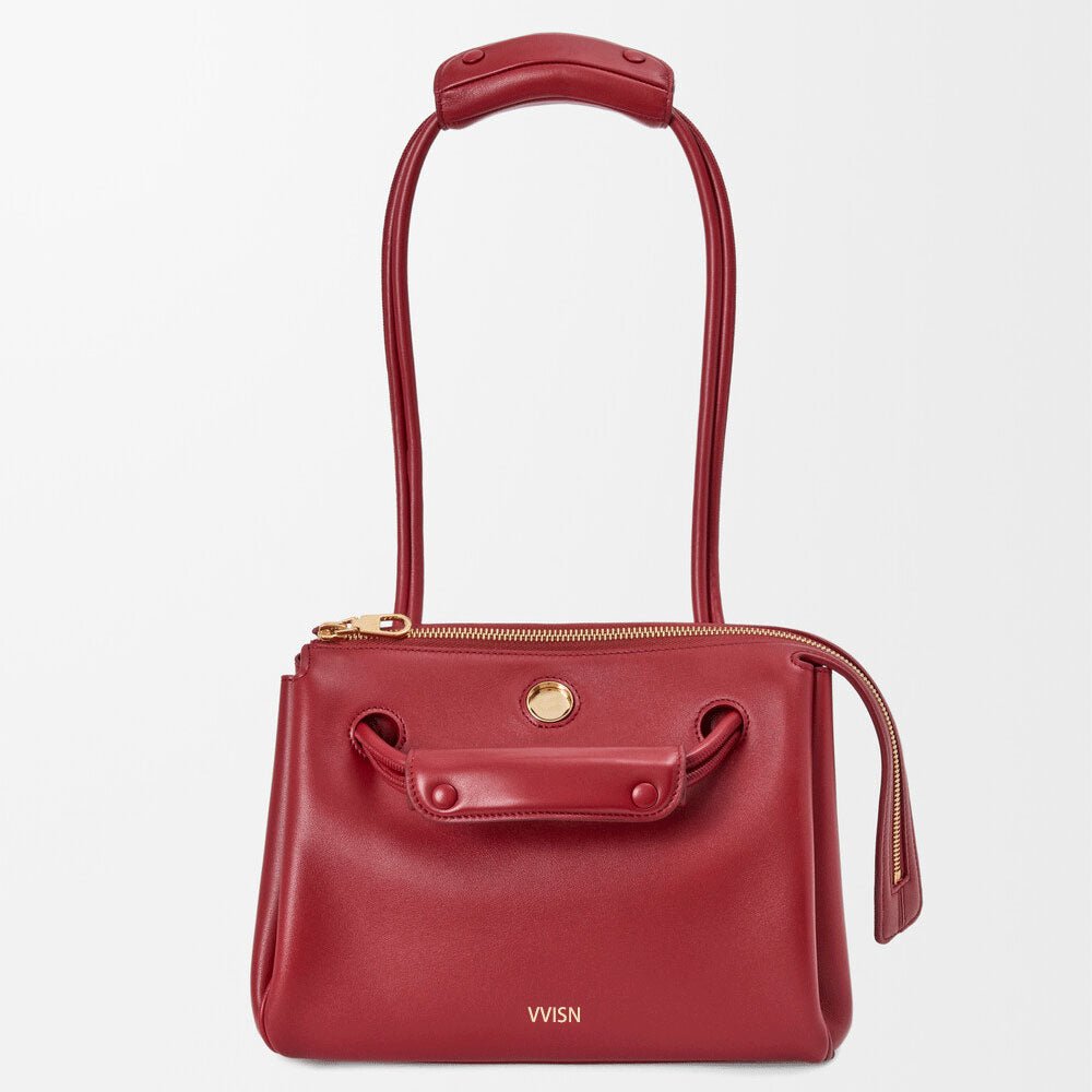 Small Supple Calfskin Trapeze Bag Burnt Red - VVISN