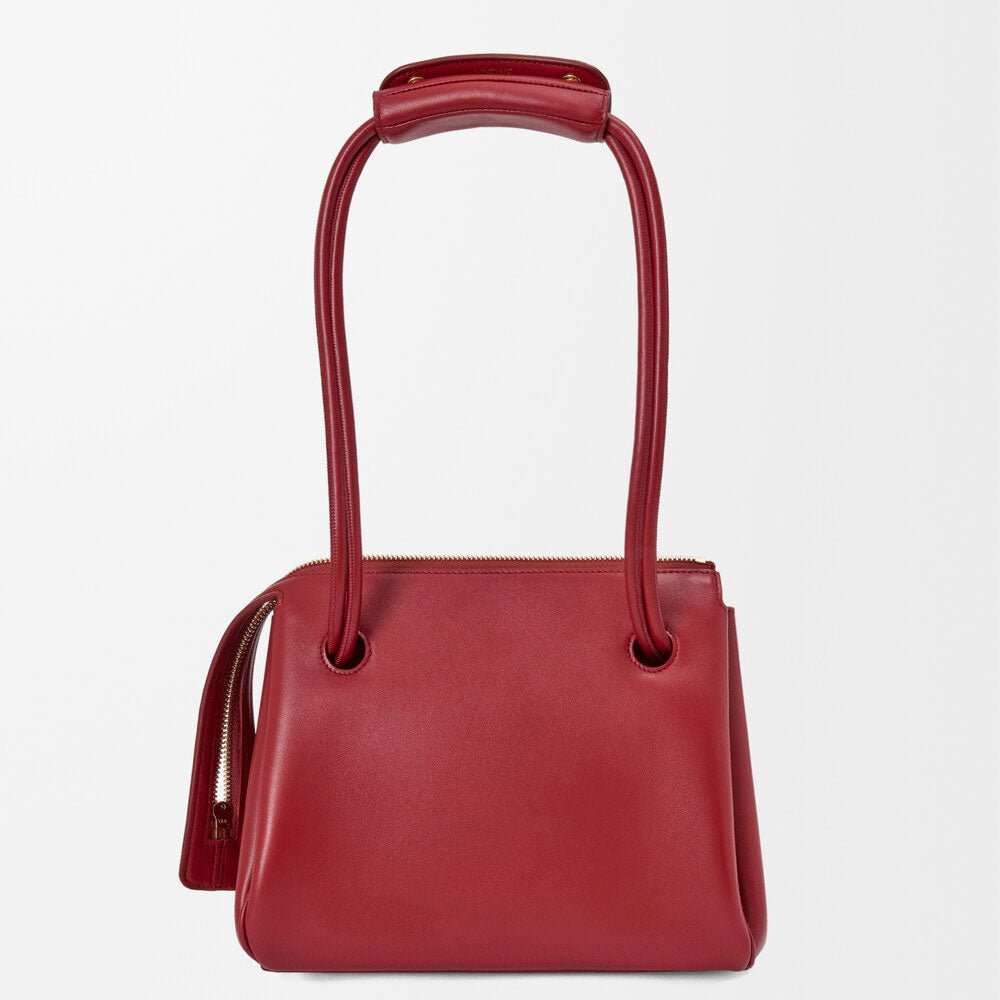 Small Supple Calfskin Trapeze Bag Burnt Red - VVISN