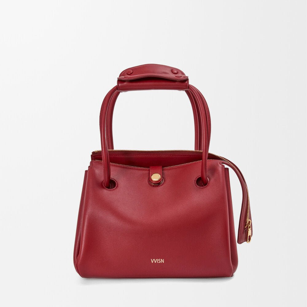 Small Supple Calfskin Trapeze Bag Burnt Red - VVISN