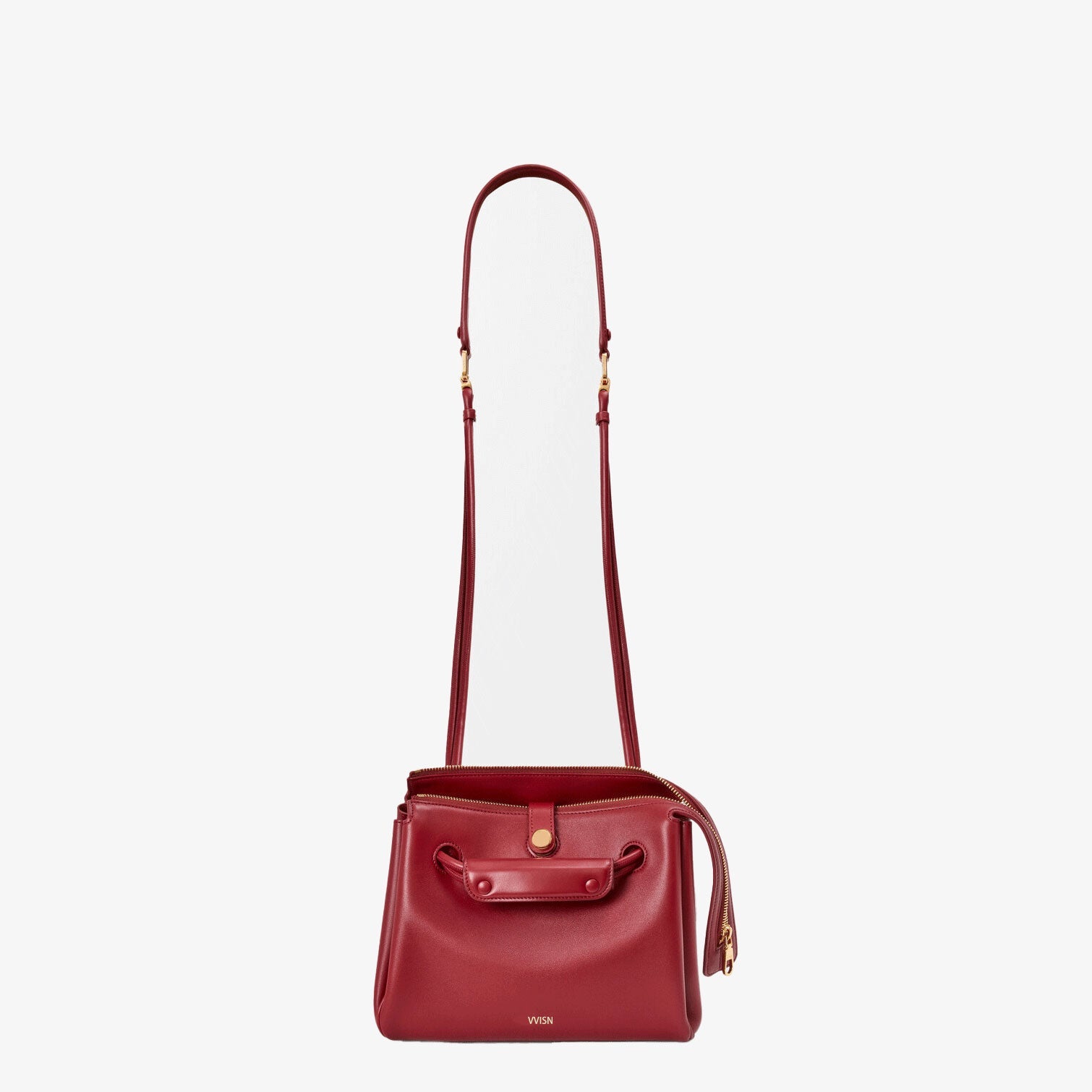 Small Supple Calfskin Trapeze Bag Burnt Red - VVISN