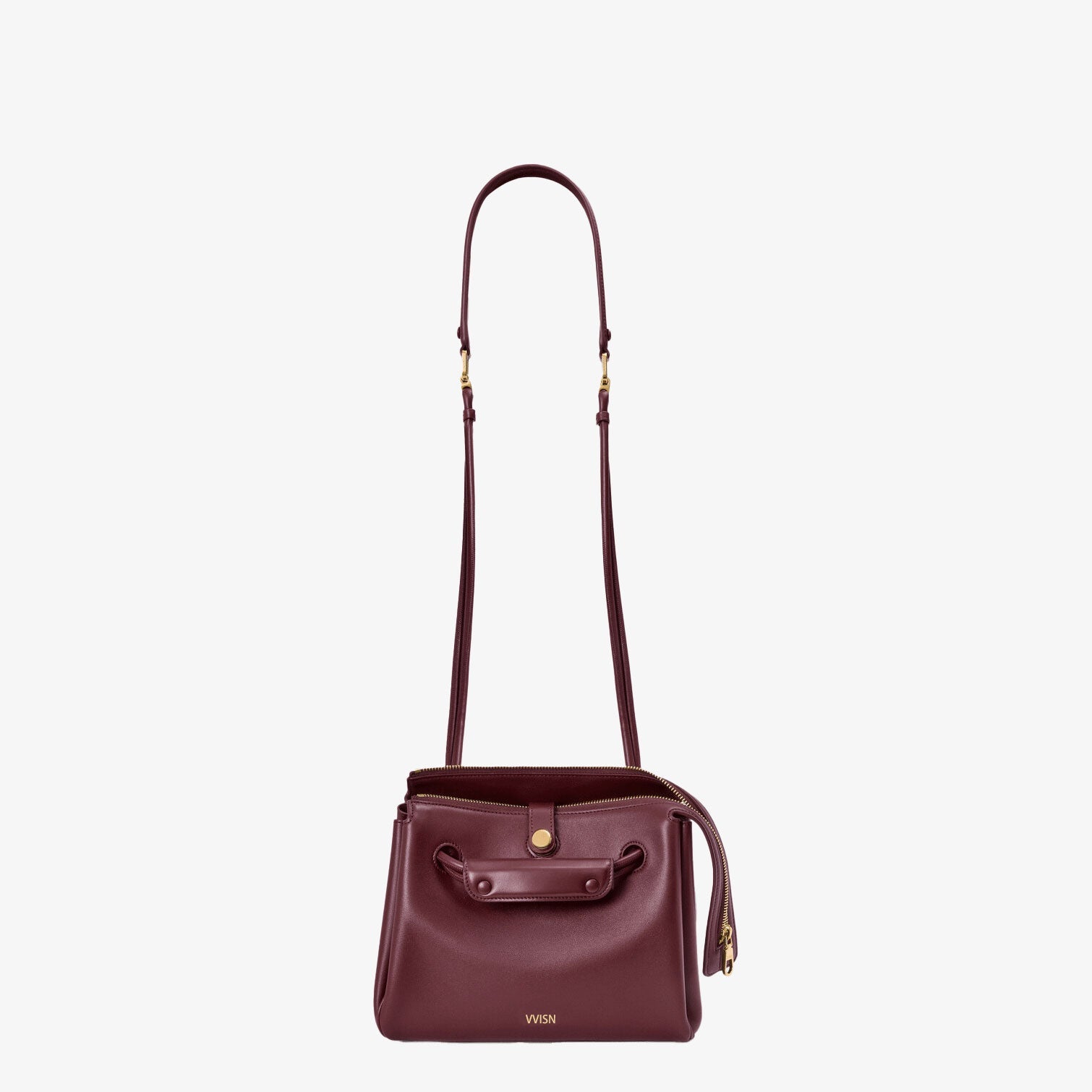 Small Supple Calfskin Trapeze Bag Dark Burgundy - VVISN