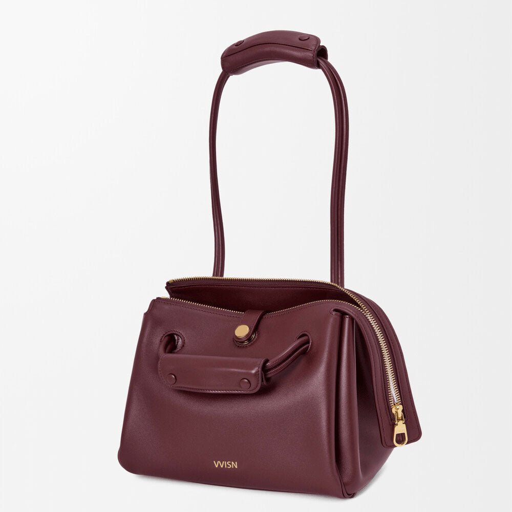 Small Supple Calfskin Trapeze Bag Dark Burgundy - VVISN