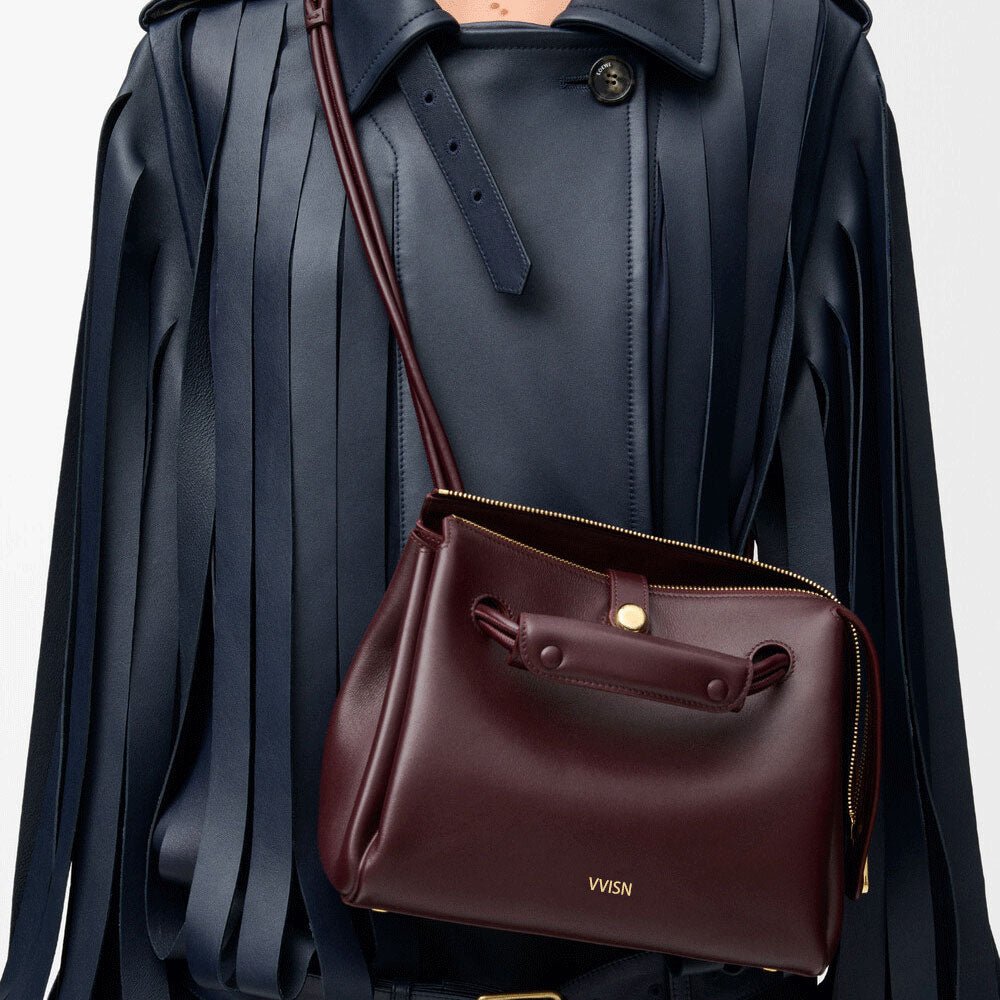 Small Supple Calfskin Trapeze Bag Dark Burgundy - VVISN