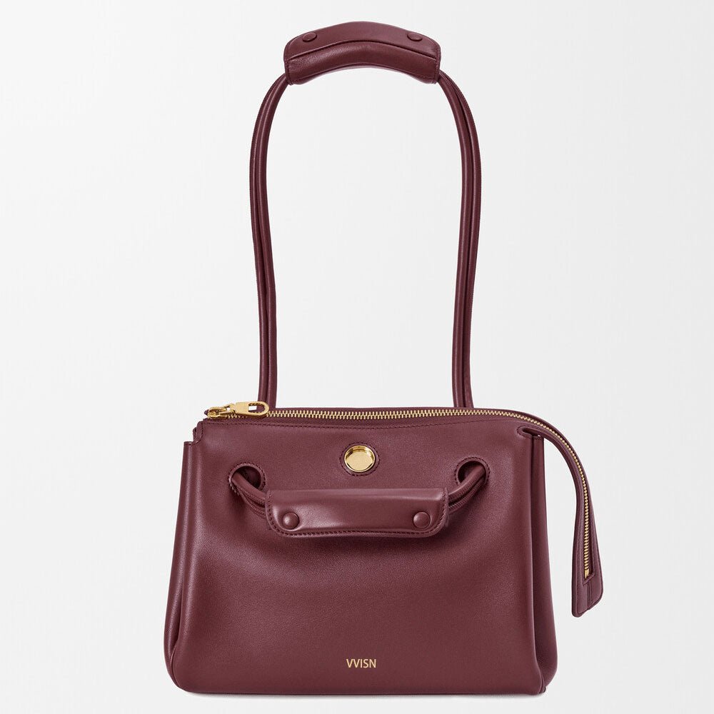 Small Supple Calfskin Trapeze Bag Dark Burgundy - VVISN