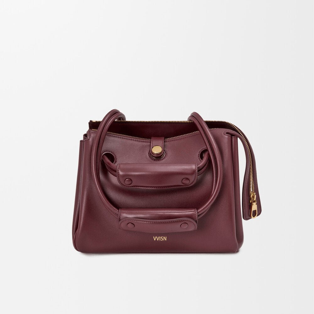 Small Supple Calfskin Trapeze Bag Dark Burgundy - VVISN