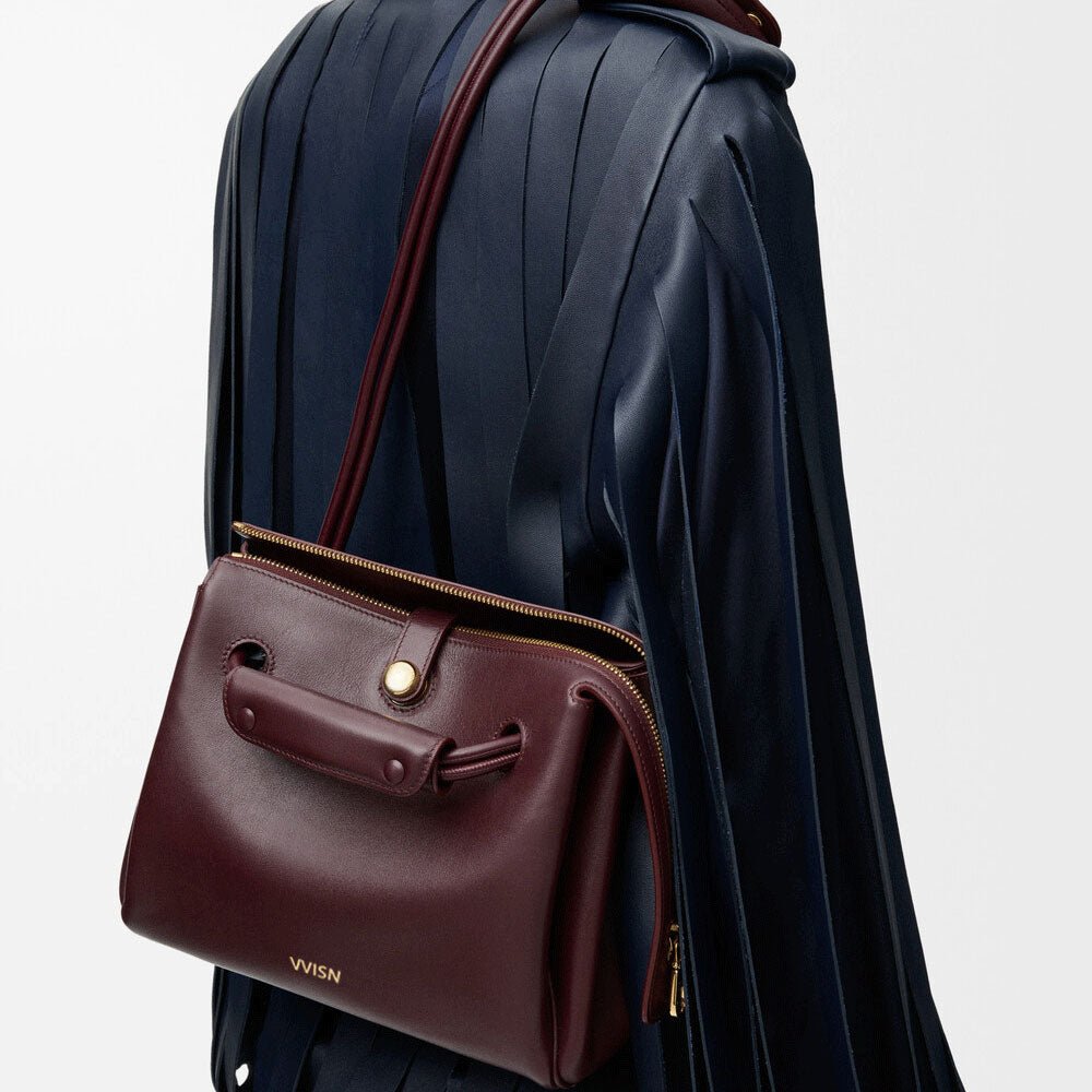 Small Supple Calfskin Trapeze Bag Dark Burgundy - VVISN