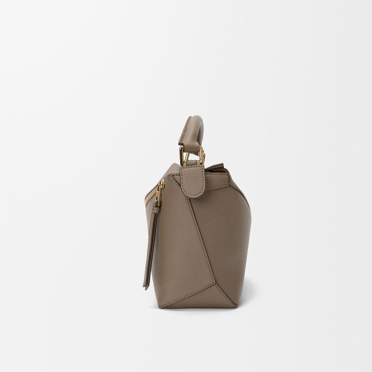 Small Taupe Grained Leather Puzzle Edge - VVISN