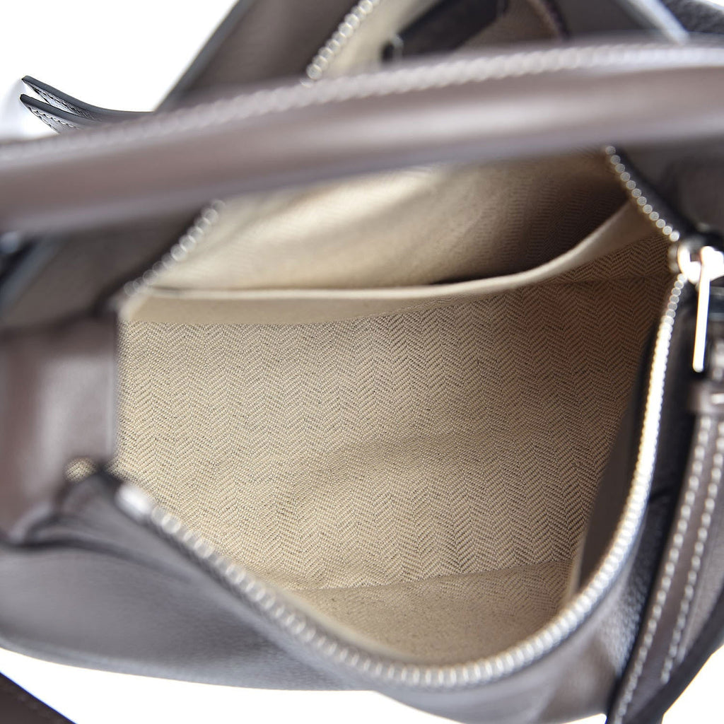 Small Taupe Woven Handle Puzzle Bag - VVISN