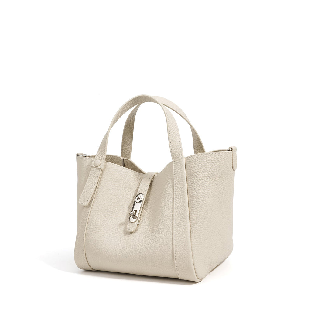 Structured Leather Drawstring Bucket Bag - VVISN