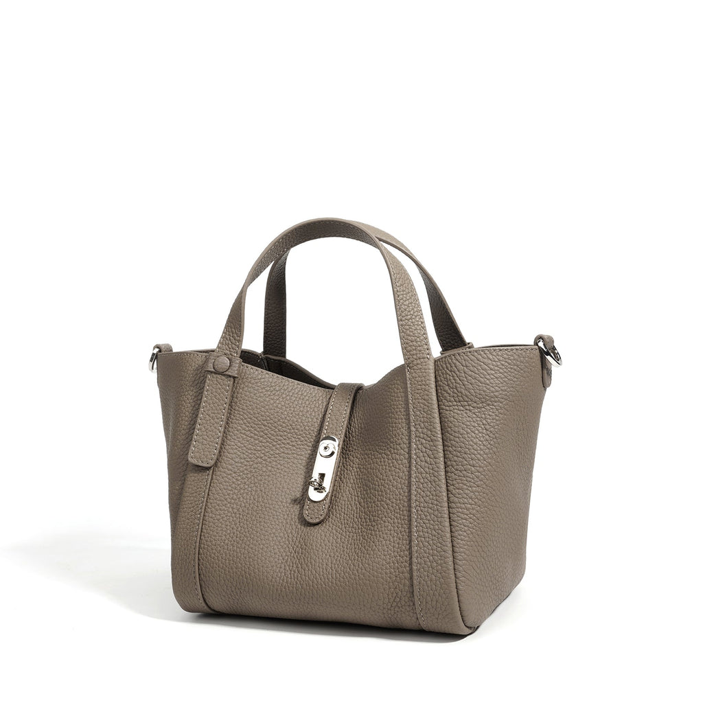 Structured Leather Drawstring Bucket Bag - VVISN