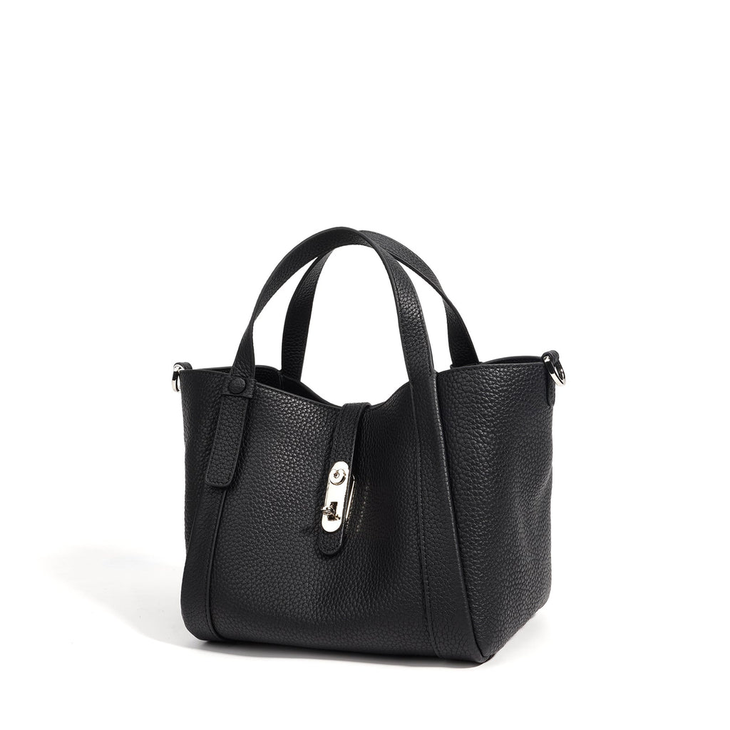 Structured Leather Drawstring Bucket Bag - VVISN